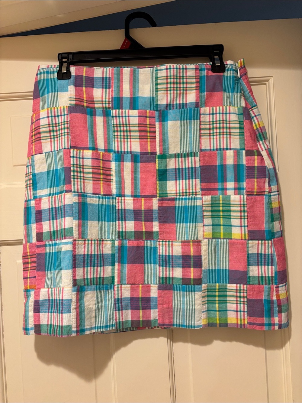 Talbots Madras Mini Skirt in Pink, Blue & White
